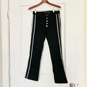 Veronica Beard mid-rise black flare jeans with silver detail